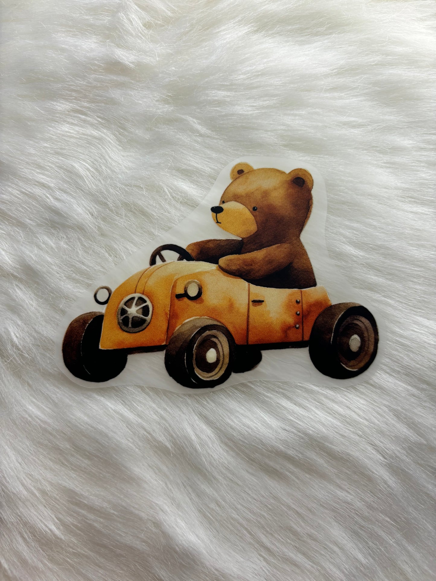 Bügelbild Auto Bär
