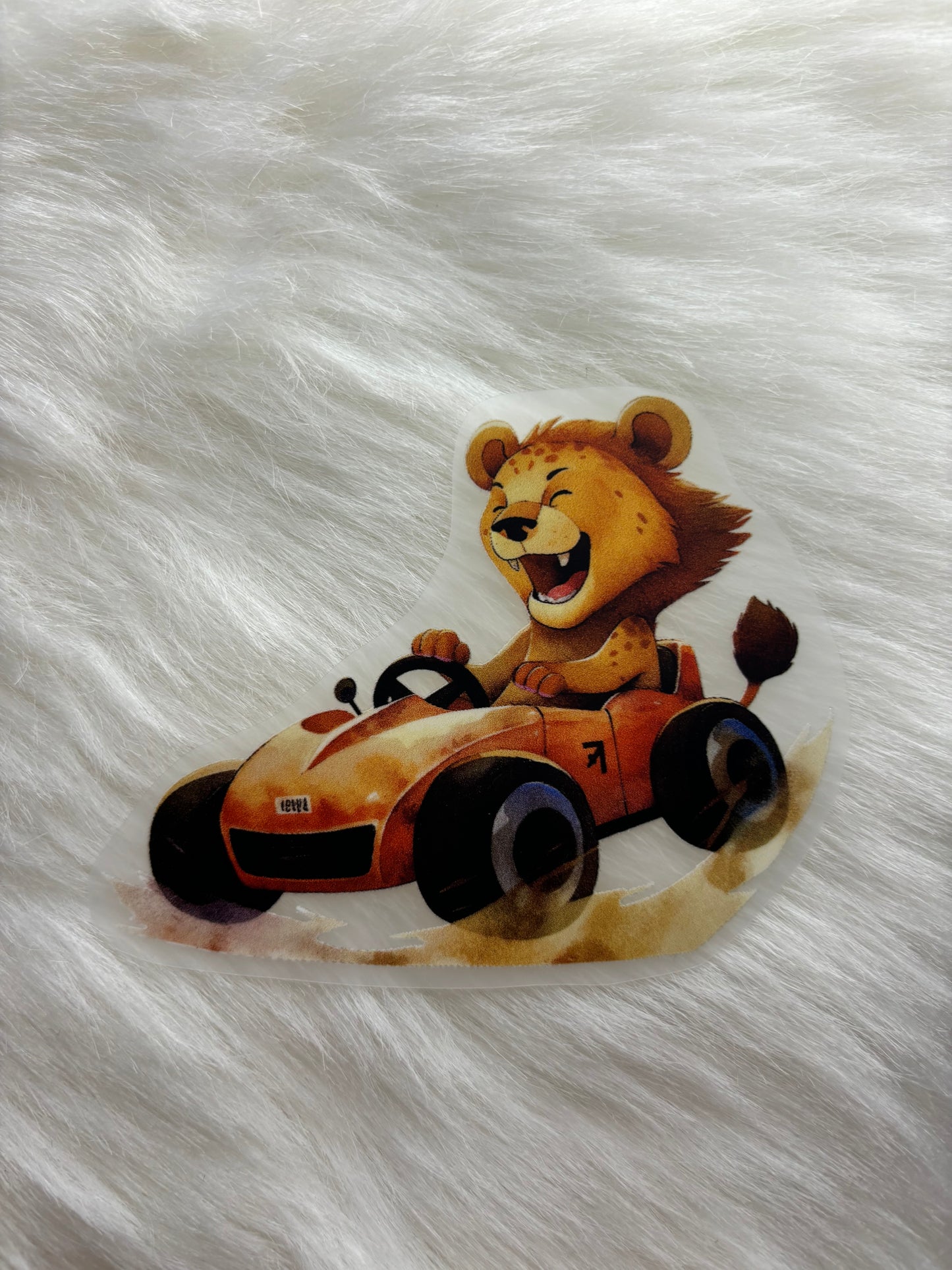 Bügelbild Auto Löwe