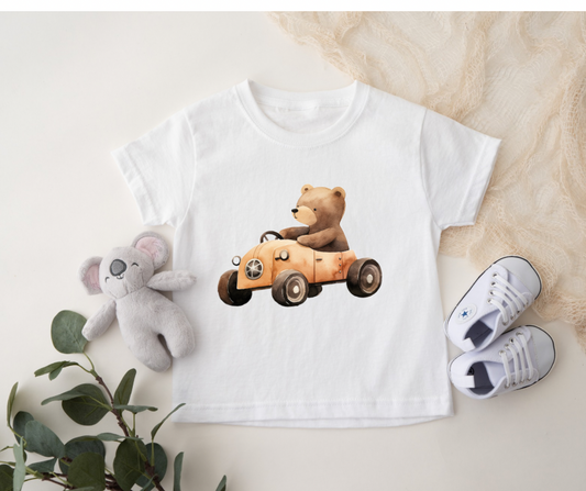 Bügelbild Auto Bär